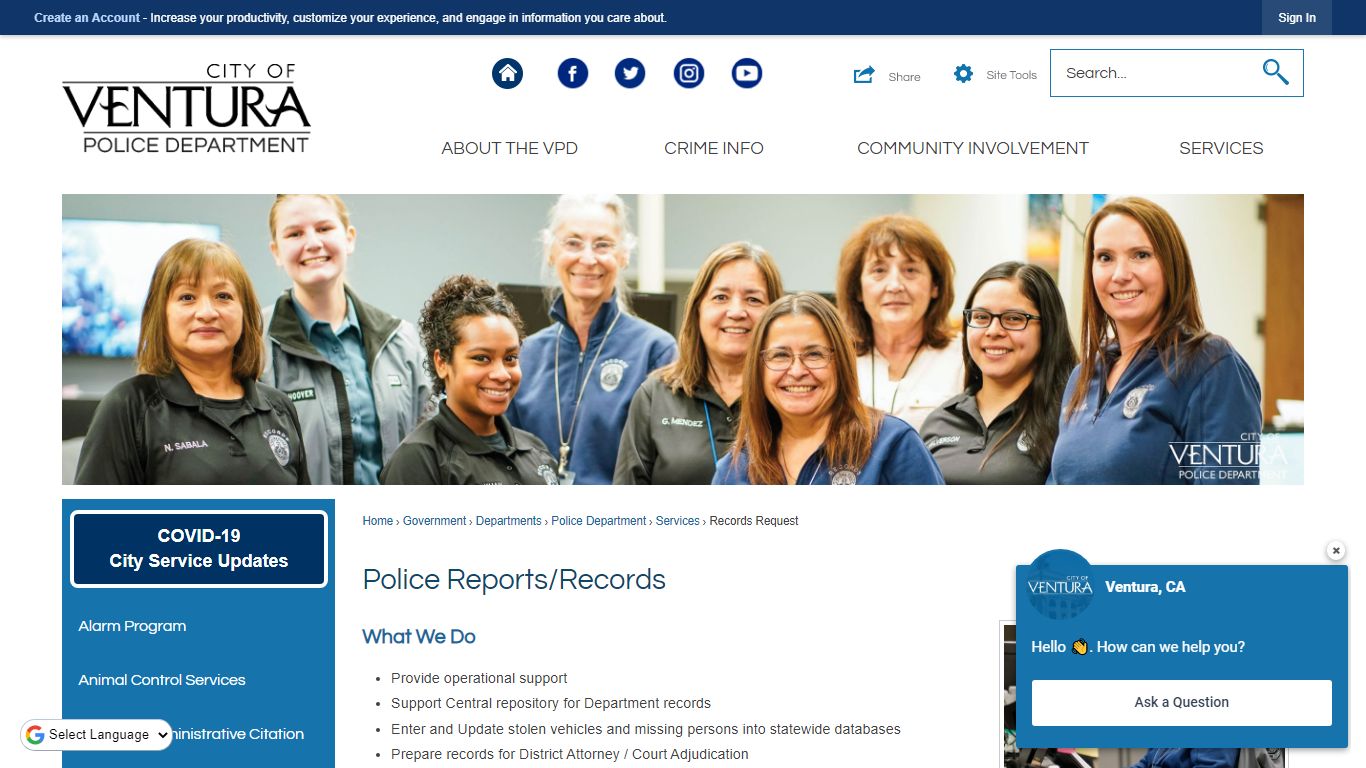 Police Reports/Records | Ventura, CA